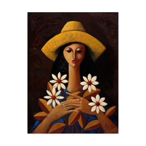 Trademark Fine Art Oscar Ortiz 'Five Daisies' Canvas Art, 35x47 ALI45136-C3547GG